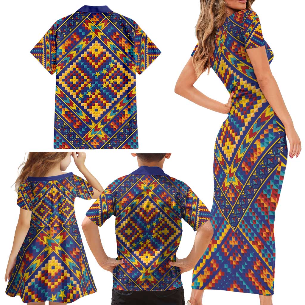Kolose-Tuvalu Crochet Family Matching Short Sleeve Bodycon Dress and Hawaiian Shirt with Polynesian and Pacific Tattoos - Polynesian Pride
