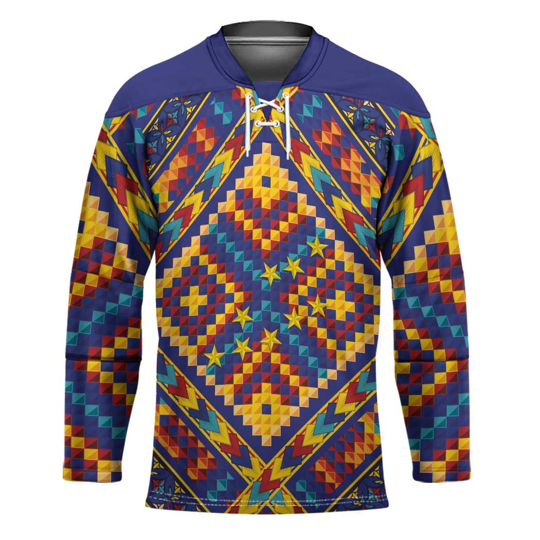 Kolose-Tuvalu Crochet Hockey Jersey with Polynesian and Pacific Tattoos LT03 Unisex Navy - Polynesian Pride