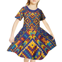 Kolose-Tuvalu Crochet Kid Short Sleeve Dress with Polynesian and Pacific Tattoos - Polynesian Pride