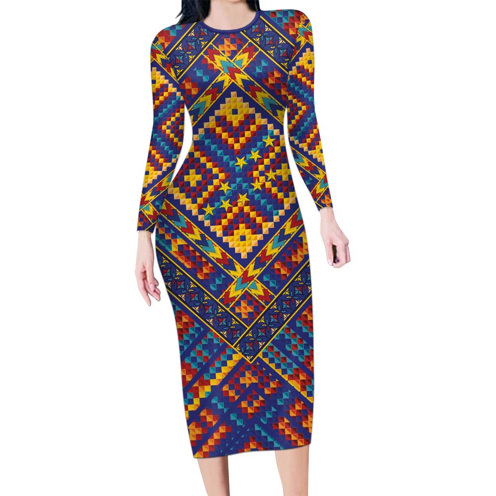 Kolose-Tuvalu Crochet Long Sleeve Bodycon Dress with Polynesian and Pacific Tattoos - Polynesian Pride