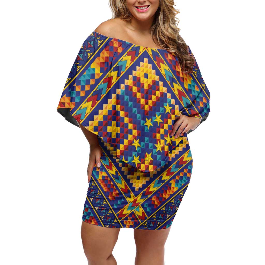 Kolose-Tuvalu Crochet Off Shoulder Short Dress with Polynesian and Pacific Tattoos - Polynesian Pride