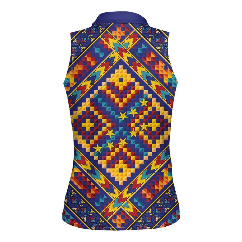Kolose-Tuvalu Crochet Women Sleeveless Polo Shirt with Polynesian and Pacific Tattoos - Polynesian Pride