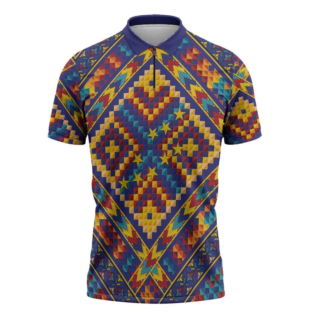 Kolose-Tuvalu Crochet Zipper Polo Shirt with Polynesian and Pacific Tattoos - Polynesian Pride