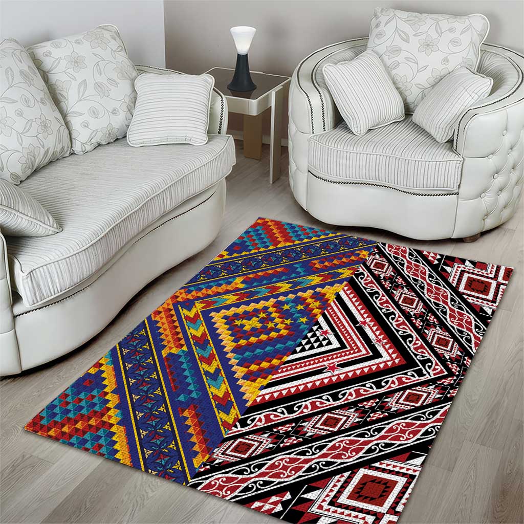Tuvaluan and New Zealand Culture Area Rug The Art of Kolose and Taniko LT03 - Polynesian Pride