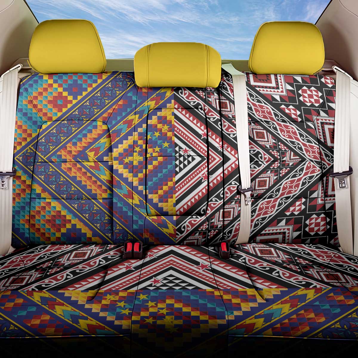Tuvaluan and New Zealand Culture Back Car Seat Cover The Art of Kolose and Taniko - Polynesian Pride