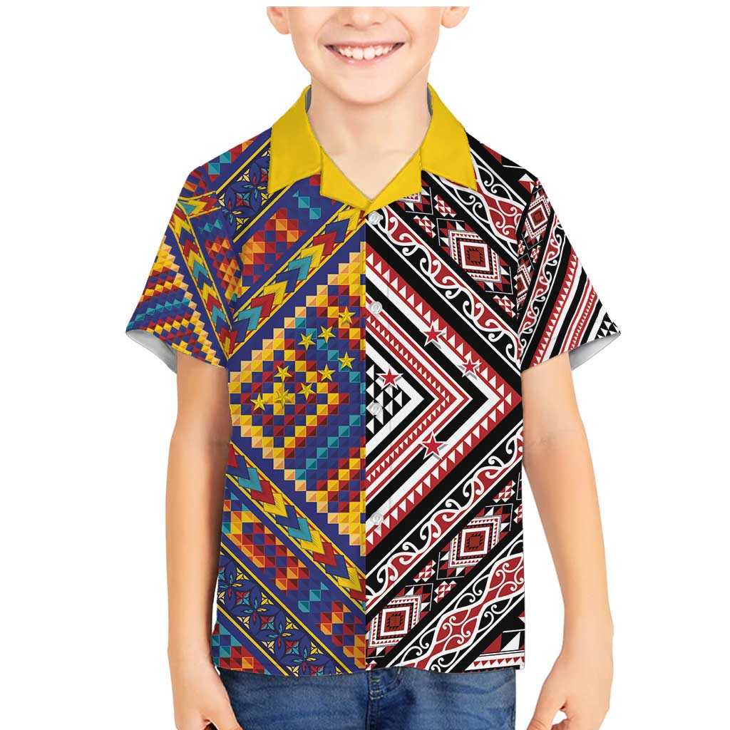 Tuvaluan and New Zealand Culture Family Matching Mermaid Dress and Hawaiian Shirt The Art of Kolose and Taniko - Polynesian Pride