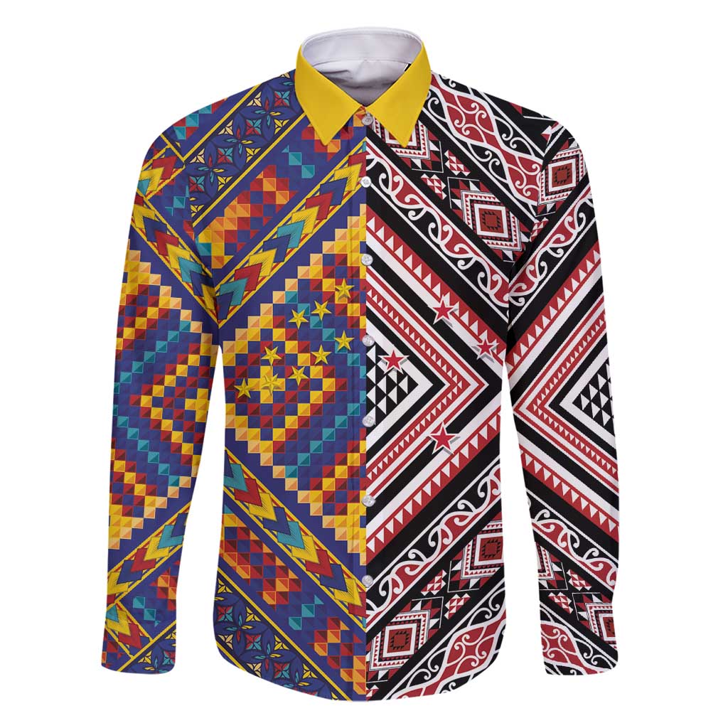 Tuvaluan and New Zealand Culture Family Matching Off Shoulder Short Dress and Hawaiian Shirt The Art of Kolose and Taniko - Polynesian Pride