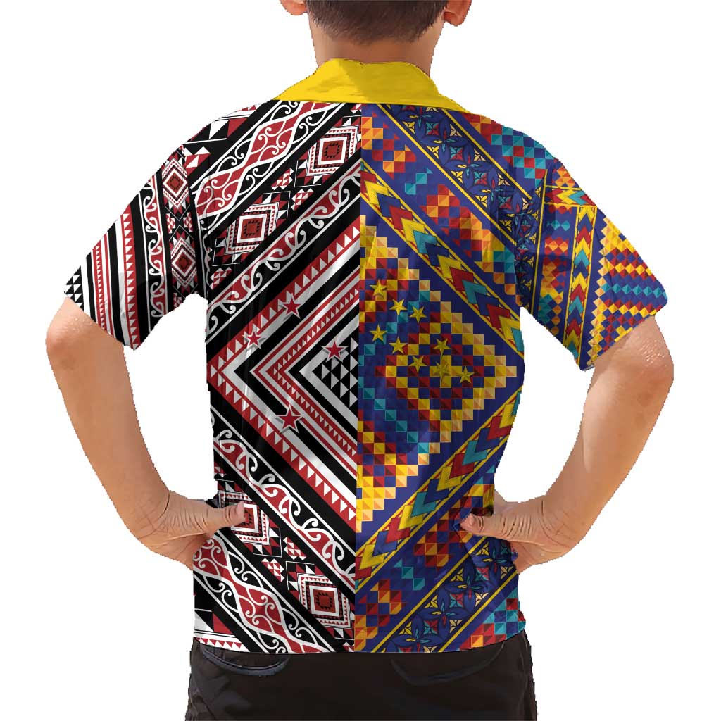 Tuvaluan and New Zealand Culture Family Matching Short Sleeve Bodycon Dress and Hawaiian Shirt The Art of Kolose and Taniko - Polynesian Pride