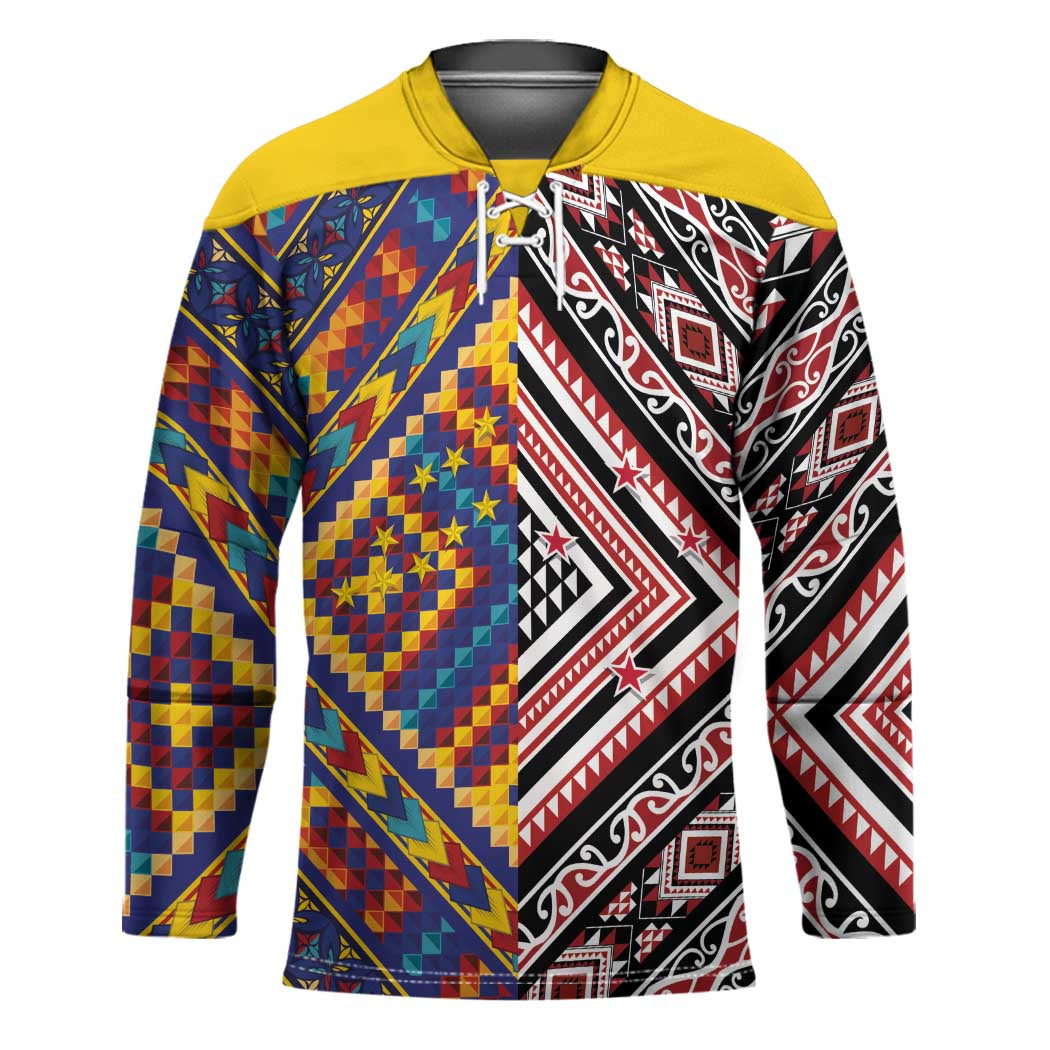 Tuvaluan and New Zealand Culture Hockey Jersey The Art of Kolose and Taniko - Polynesian Pride