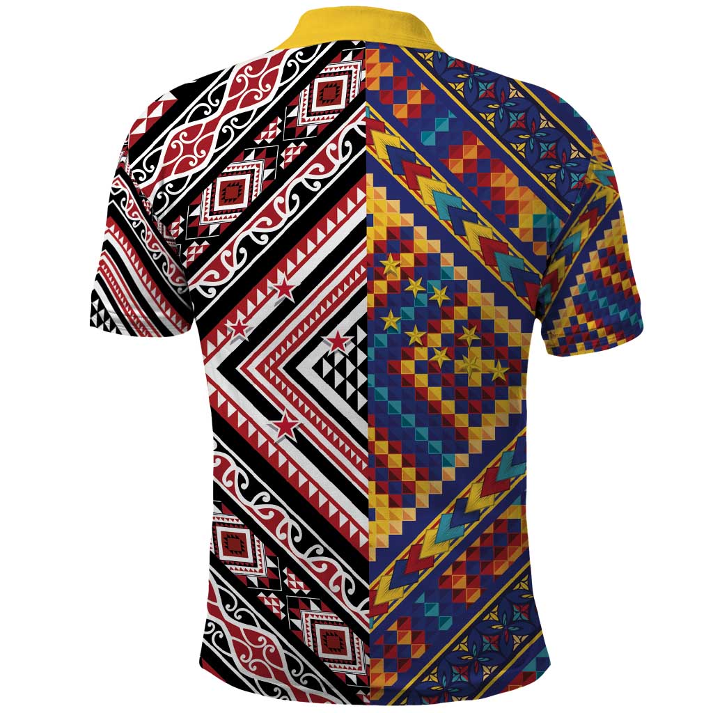 Tuvaluan and New Zealand Culture Polo Shirt The Art of Kolose and Taniko - Polynesian Pride