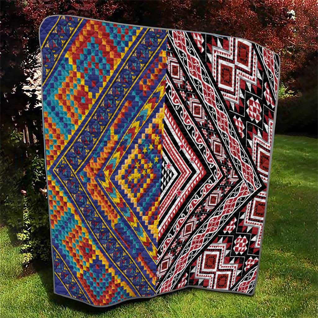 Tuvaluan and New Zealand Culture Quilt The Art of Kolose and Taniko - Polynesian Pride