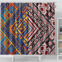 Tuvaluan and New Zealand Culture Shower Curtain The Art of Kolose and Taniko - Polynesian Pride