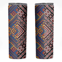 Tuvaluan and New Zealand Culture Skinny Tumbler The Art of Kolose and Taniko - Polynesian Pride