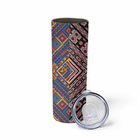 Tuvaluan and New Zealand Culture Skinny Tumbler The Art of Kolose and Taniko - Polynesian Pride