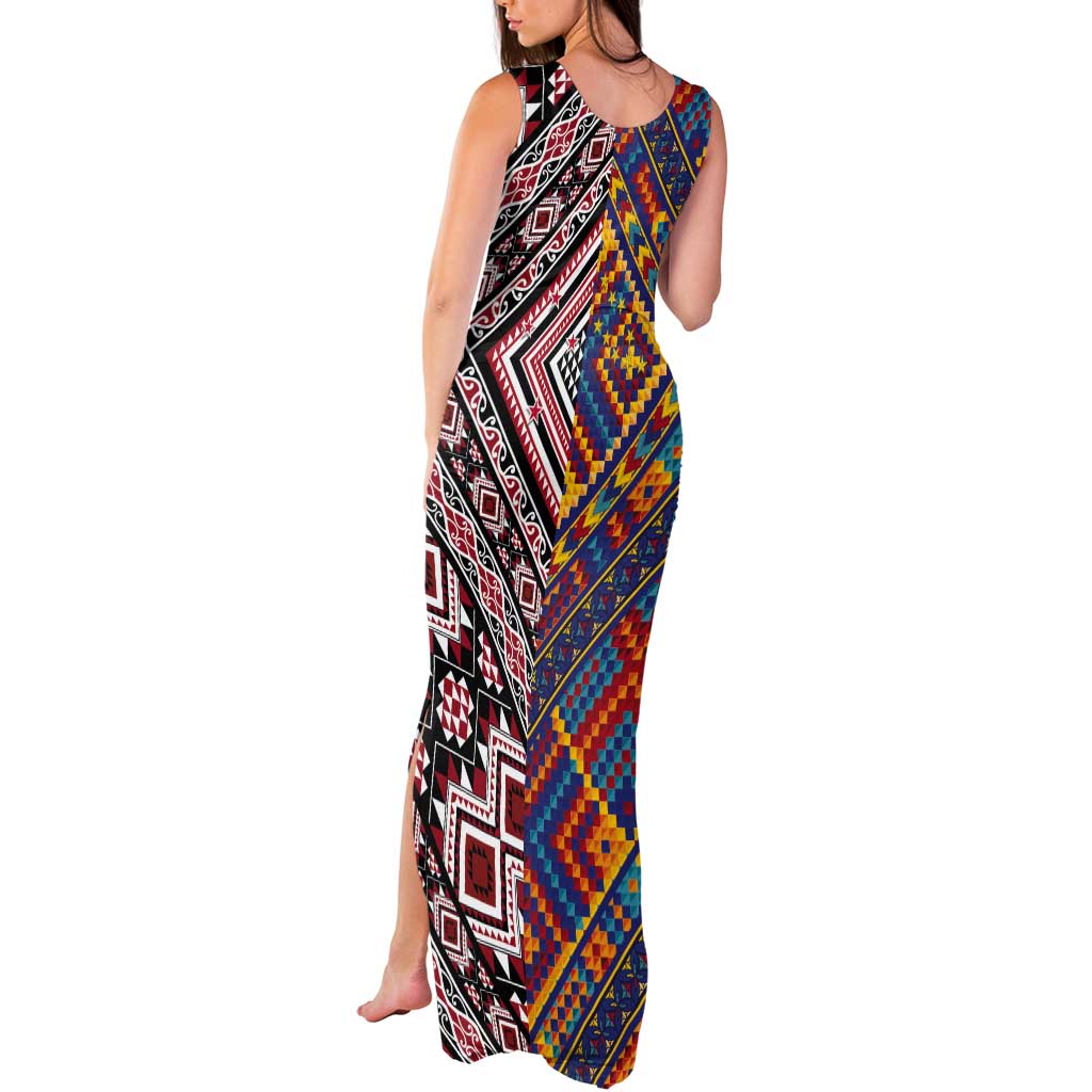 Tuvaluan and New Zealand Culture Tank Maxi Dress The Art of Kolose and Taniko - Polynesian Pride