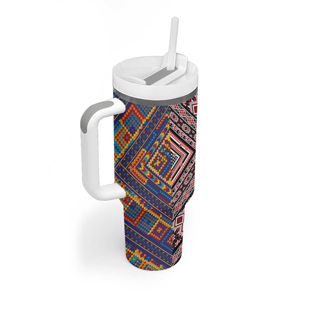 Tuvaluan and New Zealand Culture Tumbler With Handle The Art of Kolose and Taniko LT03 - Polynesian Pride