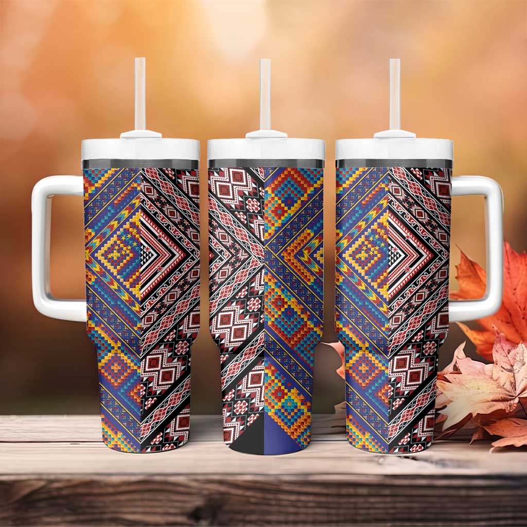 Tuvaluan and New Zealand Culture Tumbler With Handle The Art of Kolose and Taniko LT03 - Polynesian Pride