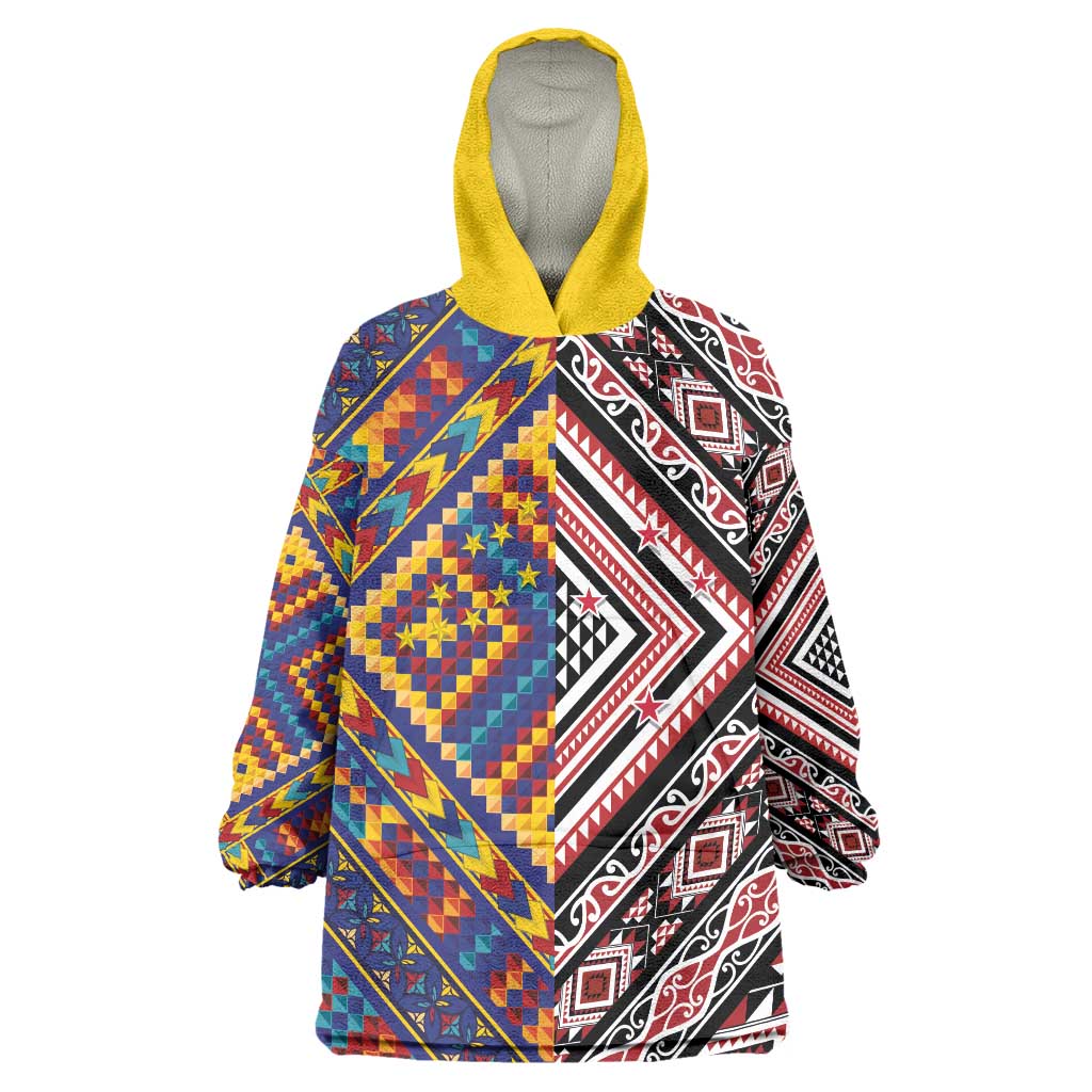 Tuvaluan and New Zealand Culture Wearable Blanket Hoodie The Art of Kolose and Taniko - Polynesian Pride