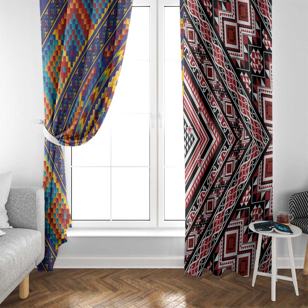 Tuvaluan and New Zealand Culture Window Curtain The Art of Kolose and Taniko LT03 - Polynesian Pride