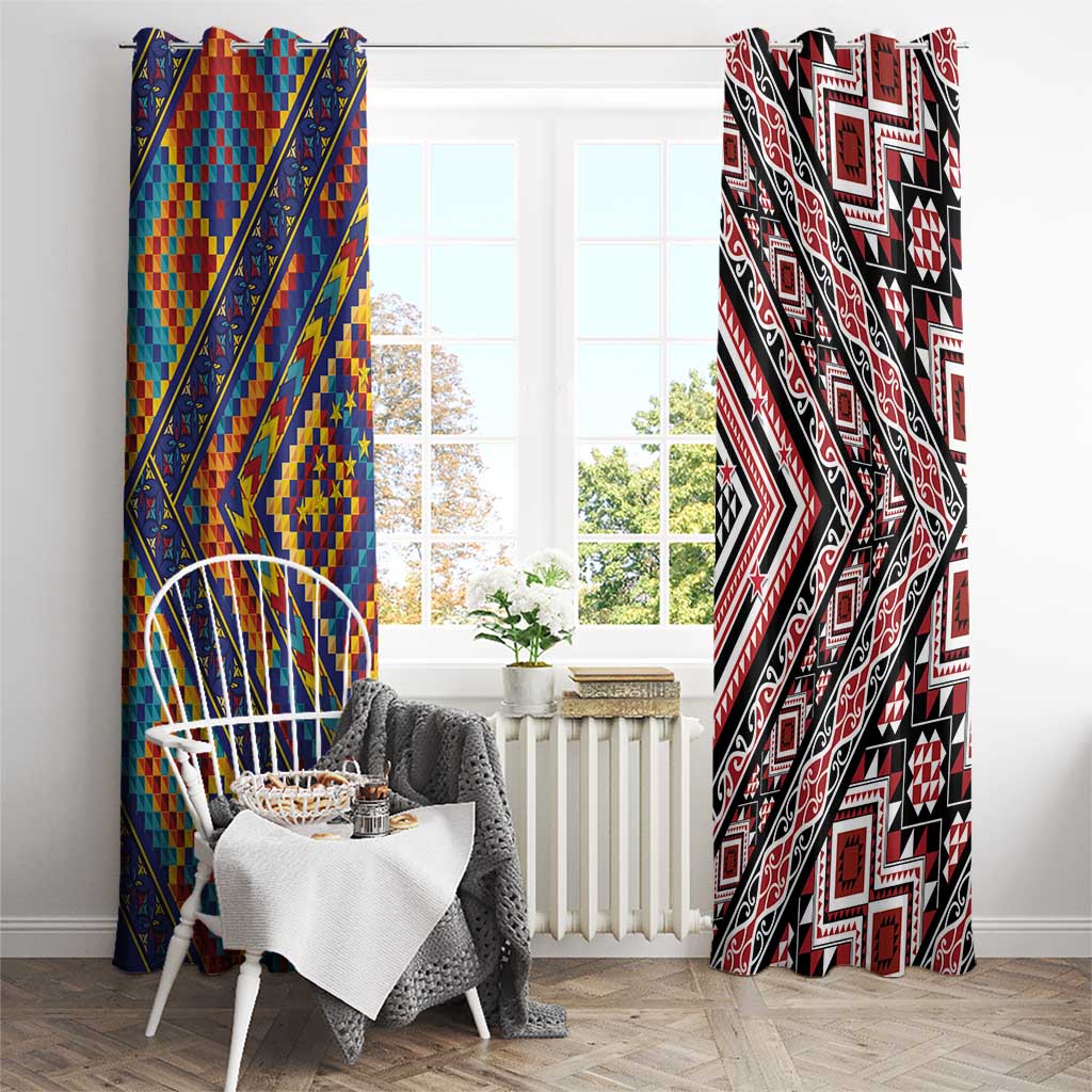 Tuvaluan and New Zealand Culture Window Curtain The Art of Kolose and Taniko LT03 - Polynesian Pride