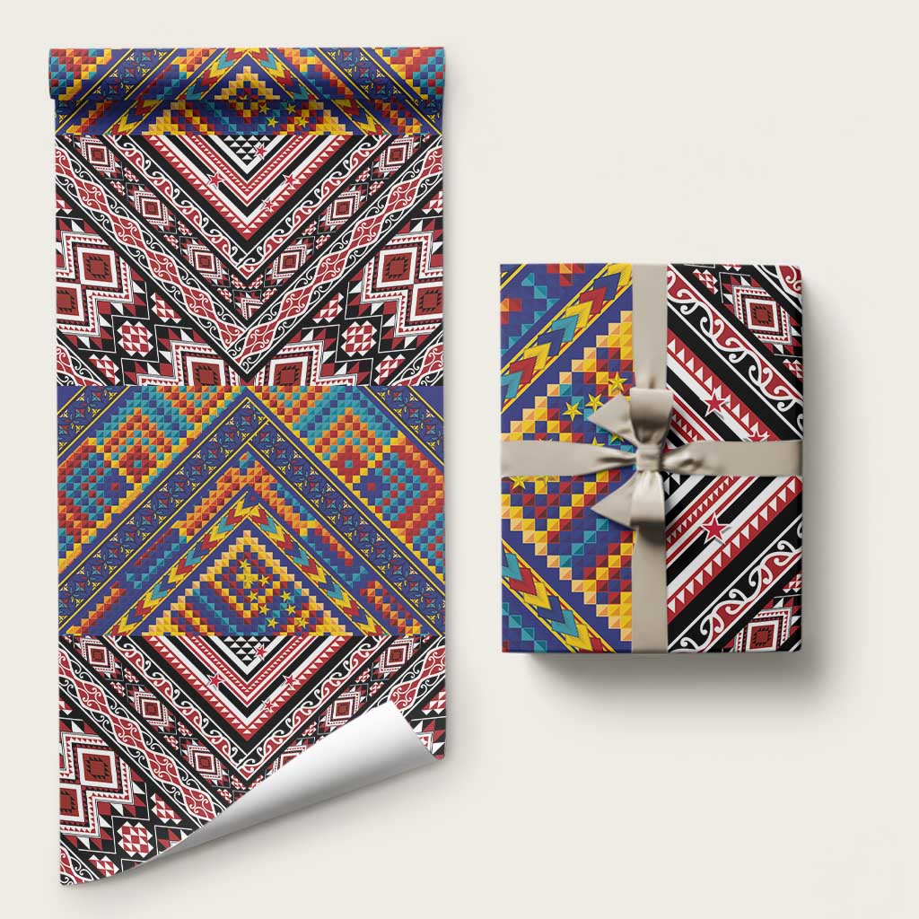 Tuvaluan and New Zealand Culture Wrapping Paper The Art of Kolose and Taniko - Polynesian Pride