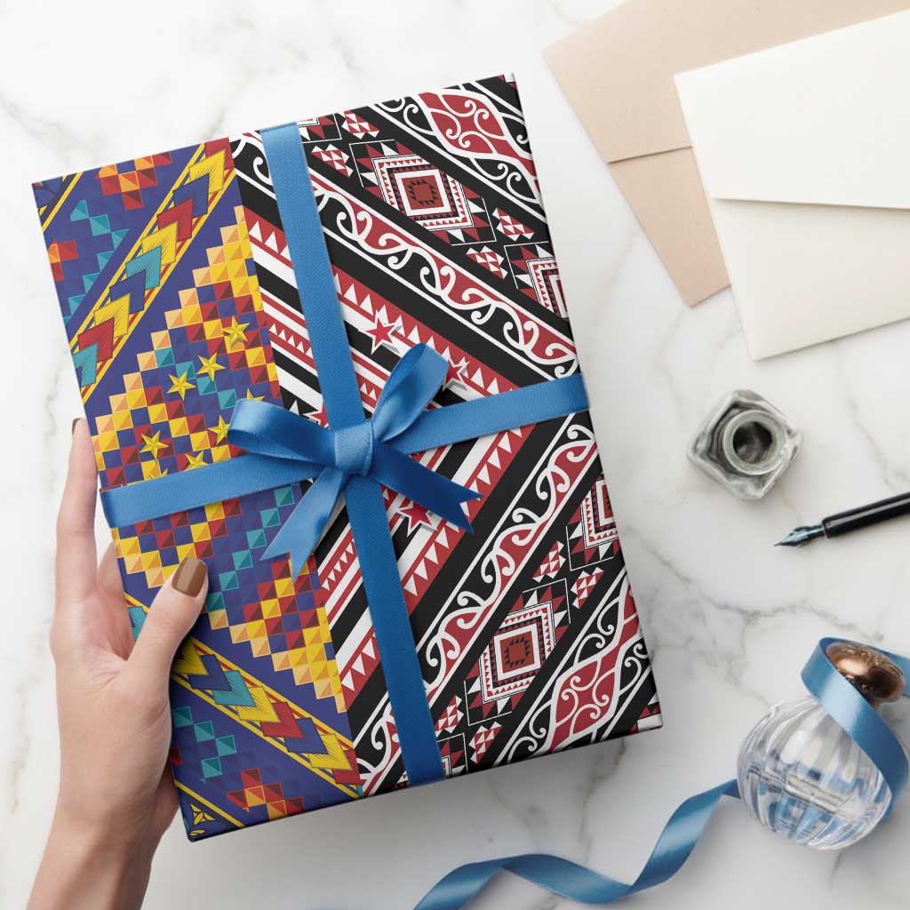 Tuvaluan and New Zealand Culture Wrapping Paper The Art of Kolose and Taniko - Polynesian Pride