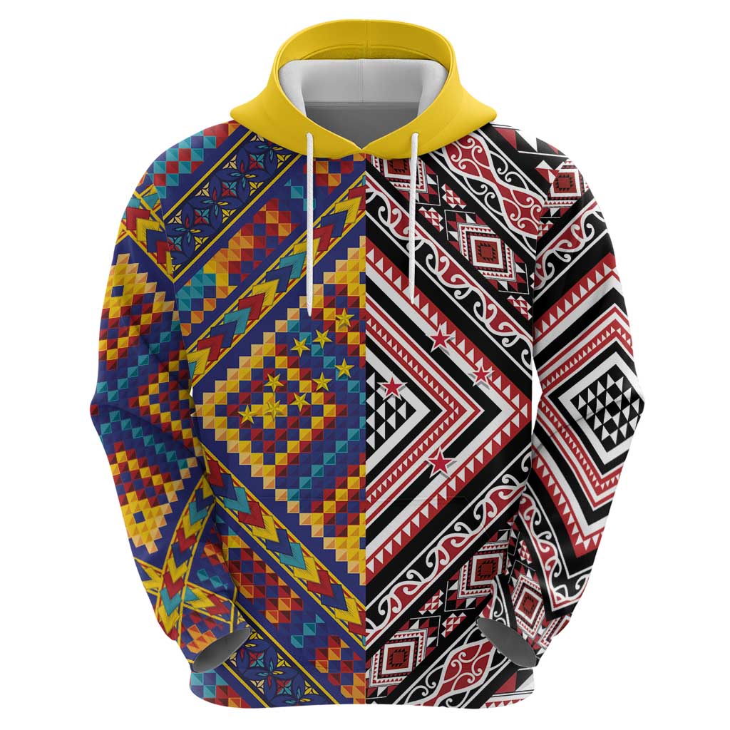 Tuvaluan and New Zealand Culture Zip Hoodie The Art of Kolose and Taniko - Polynesian Pride