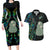 New Zealand Couples Matching Long Sleeve Bodycon Dress and Hawaiian Shirt Silver Fern and Hei Tiki with Papua Shell Maori Tribal LT03 Black - Polynesian Pride