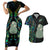 New Zealand Couples Matching Short Sleeve Bodycon Dress and Hawaiian Shirt Silver Fern and Hei Tiki with Papua Shell Maori Tribal LT03 Black - Polynesian Pride