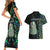 New Zealand Couples Matching Short Sleeve Bodycon Dress and Hawaiian Shirt Silver Fern and Hei Tiki with Papua Shell Maori Tribal LT03 - Polynesian Pride