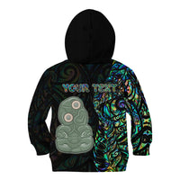 Custom New Zealand Kid Hoodie Silver Fern and Hei Tiki with Papua Shell Maori Tribal LT03 - Polynesian Pride