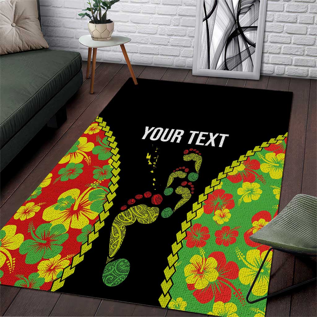 Personalised Vanuatu Running Area Rug Footprint and Hibiscus Polynesian Style