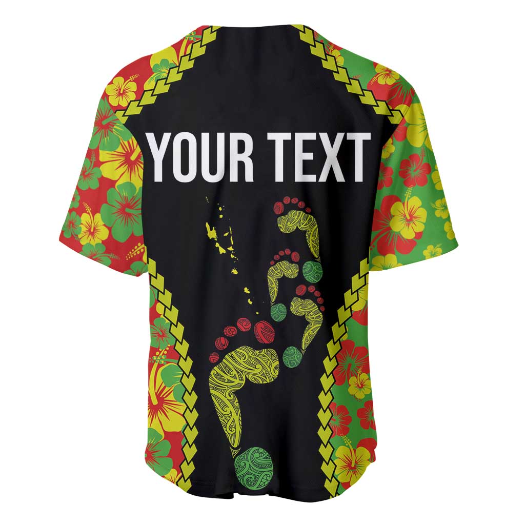 Personalised Vanuatu Running Baseball Jersey Footprint and Hibiscus Polynesian Style LT03 - Polynesian Pride