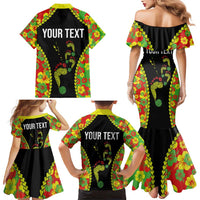 Personalised Vanuatu Running Family Matching Mermaid Dress and Hawaiian Shirt Footprint and Hibiscus Polynesian Style LT03 - Polynesian Pride