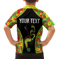 Personalised Vanuatu Running Family Matching Short Sleeve Bodycon Dress and Hawaiian Shirt Footprint and Hibiscus Polynesian Style LT03 - Polynesian Pride