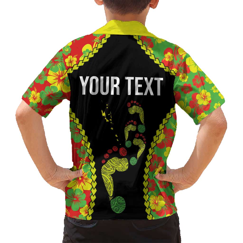 Personalised Vanuatu Running Family Matching Summer Maxi Dress and Hawaiian Shirt Footprint and Hibiscus Polynesian Style LT03 - Polynesian Pride