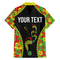 Personalised Vanuatu Running Family Matching Tank Maxi Dress and Hawaiian Shirt Footprint and Hibiscus Polynesian Style