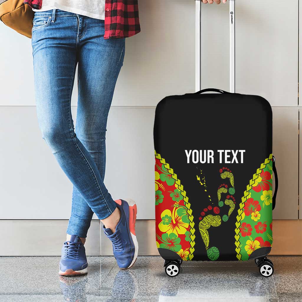 Personalised Vanuatu Running Luggage Cover Footprint and Hibiscus Polynesian Style
