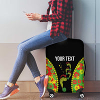 Personalised Vanuatu Running Luggage Cover Footprint and Hibiscus Polynesian Style