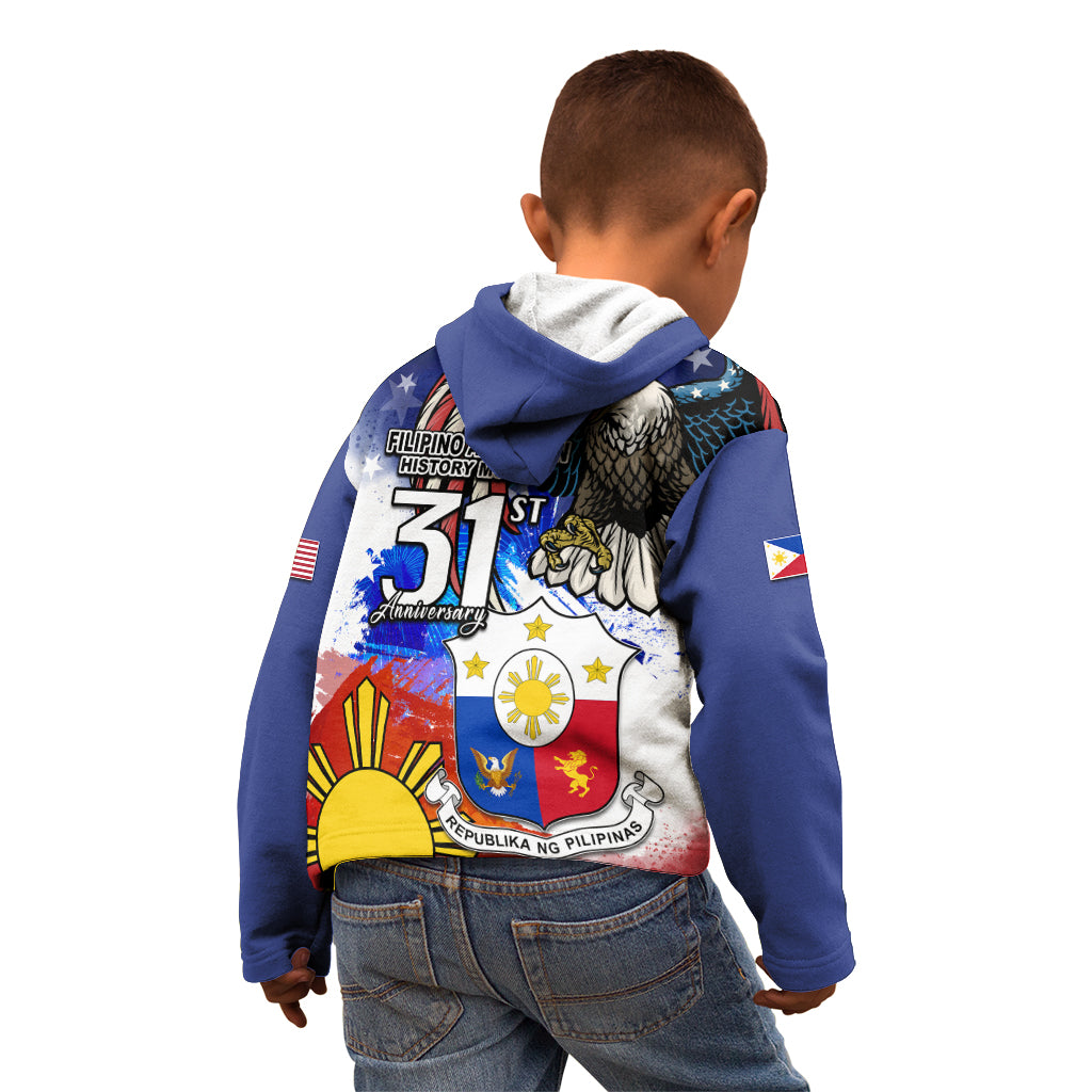 Filipino American History Month Kid Hoodie Filipino Coat Of Arms and American Eagle Splash Style LT03 - Polynesian Pride