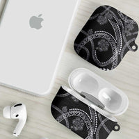 Hawaiian Kakau Art and Hisbiscus Tattoo AirPods Case Tribal Pattern-Silver Style - Polynesian Pride