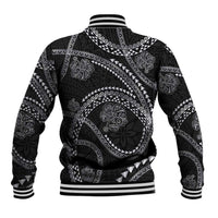 Hawaiian Kakau Art and Hisbiscus Tattoo Baseball Jacket Tribal Pattern-Silver Style - Polynesian Pride