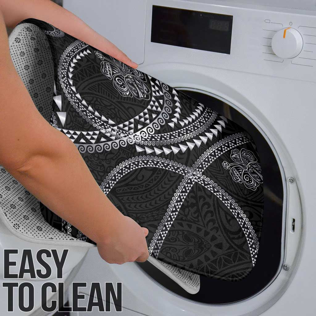 Hawaiian Kakau Art and Hisbiscus Tattoo Bathroom Set Tribal Pattern-Silver Style - Polynesian Pride