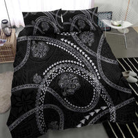 Hawaiian Kakau Art and Hisbiscus Tattoo Bedding Set Tribal Pattern-Silver Style - Polynesian Pride