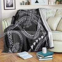 Hawaiian Kakau Art and Hisbiscus Tattoo Blanket Tribal Pattern-Silver Style - Polynesian Pride