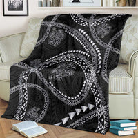 Hawaiian Kakau Art and Hisbiscus Tattoo Blanket Tribal Pattern-Silver Style - Polynesian Pride