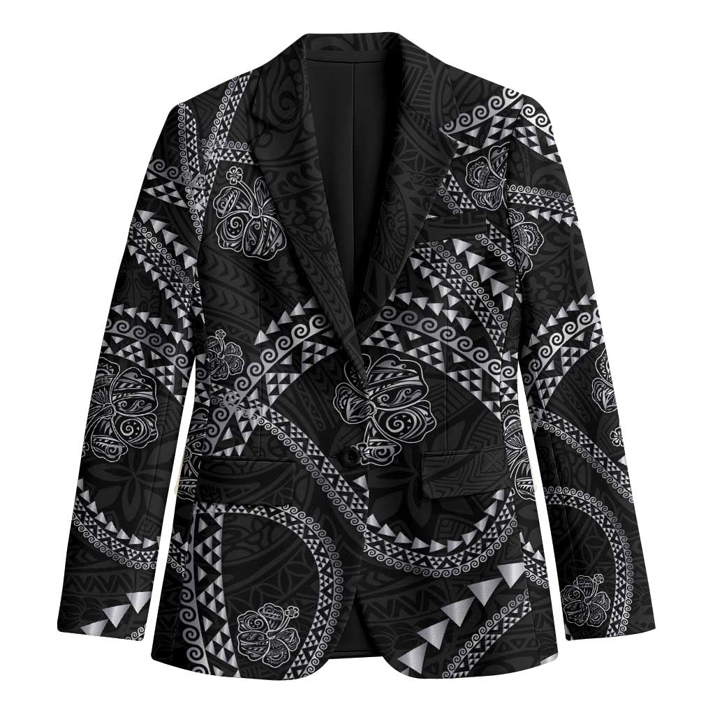 Hawaiian Kakau Art and Hisbiscus Tattoo Blazer Tribal Pattern-Silver Style - Polynesian Pride