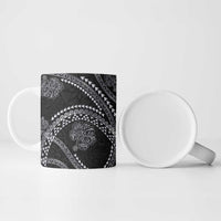 Hawaiian Kakau Art and Hisbiscus Tattoo Ceramic Mug Tribal Pattern-Silver Style - Polynesian Pride