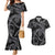 Hawaiian Kakau Art and Hisbiscus Tattoo Couples Matching Mermaid Dress and Hawaiian Shirt Tribal Pattern-Silver Style - Polynesian Pride