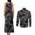 Hawaiian Kakau Art and Hisbiscus Tattoo Couples Matching Tank Maxi Dress and Long Sleeve Button Shirt Tribal Pattern-Silver Style - Polynesian Pride